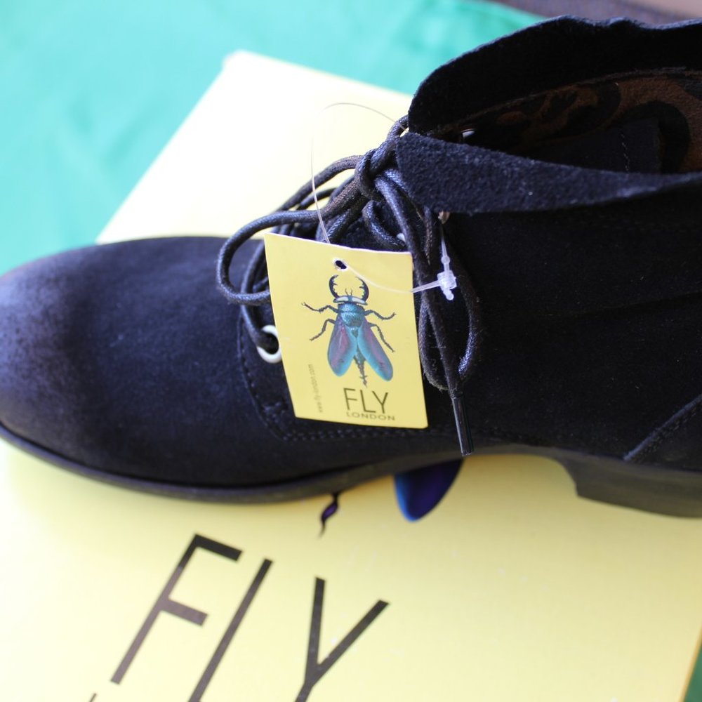 Fly London Mesu Oil Suede Booties - Black - Size 39 UK, 8 US